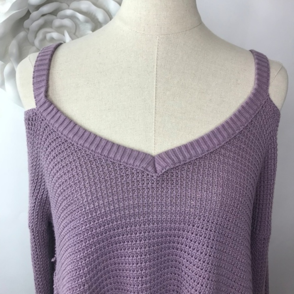 Free People Moonshine Purple Cold Shoulder Sweater - Picture 4 of 8